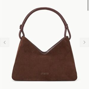 STAUD Valerie Chocolate Brown Suede Shoulder Bag